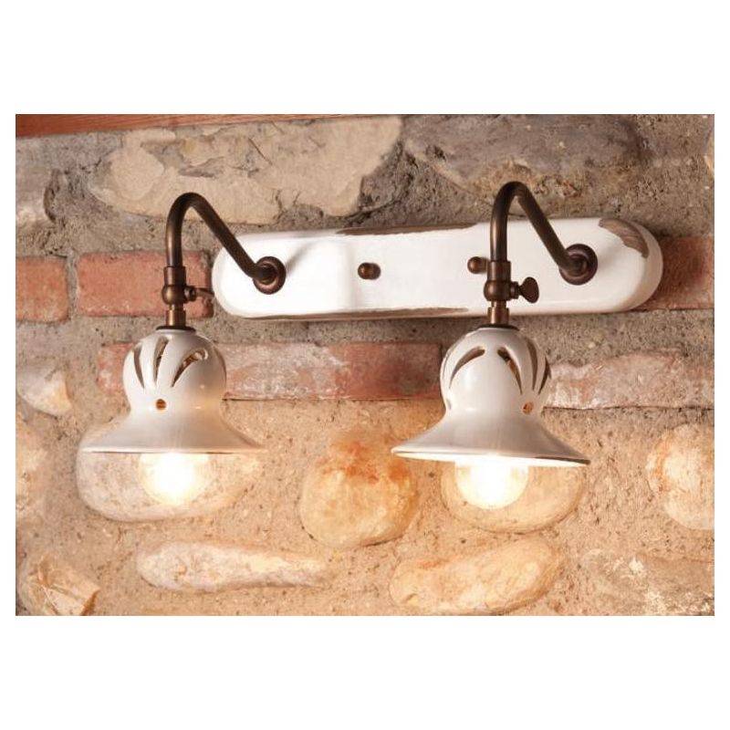 APPLIQUE 2 LUCI STILE RUSTICO IN TERRACOTTA E OTTONE INVECCHIATO DELLA IMAS IMAS - Cristalensi Shop Online
