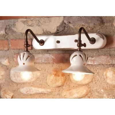 APPLIQUE 2 LUCI STILE RUSTICO IN TERRACOTTA E OTTONE INVECCHIATO DELLA IMAS IMAS - Cristalensi Shop Online