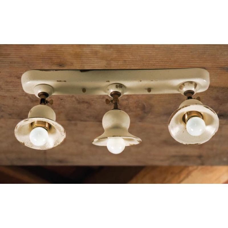 PLAFONIERA 3 LUCI STILE RUSTICO IN TERRACOTTA DECORATA A MANO CON SNODI DELLA IMAS IMAS - Cristalensi Shop Online