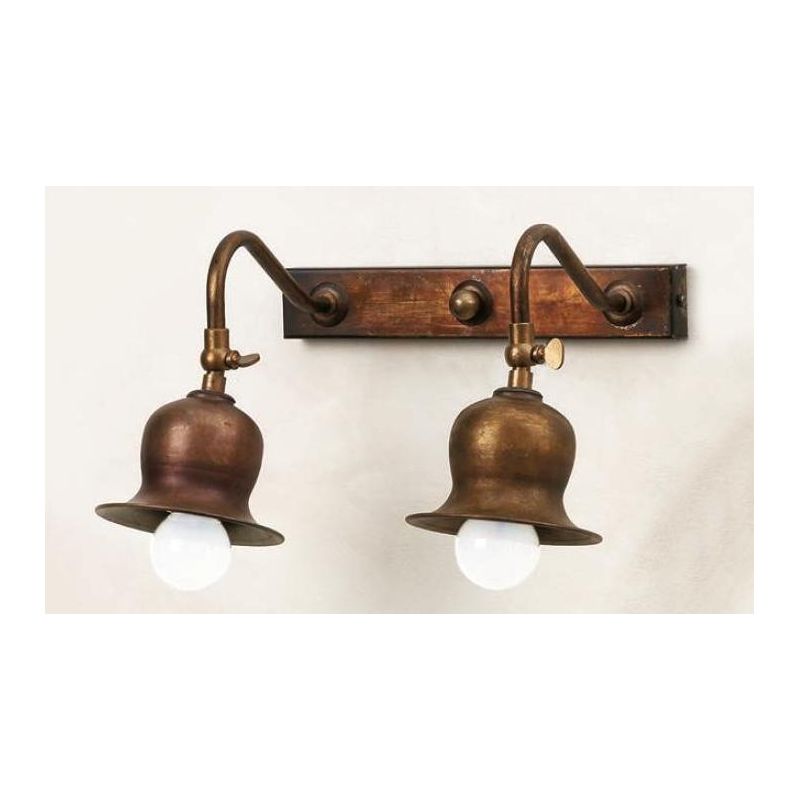 APPLIQUE RUSTICA 2 LUCI IN OTTONE INVECCHIATO CON SNODI MADE IN ITALY DELLA IMAS IMAS - Cristalensi Shop Online