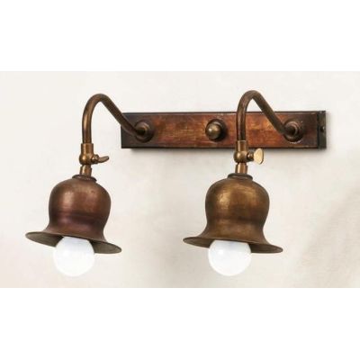 APPLIQUE RUSTICA 2 LUCI IN OTTONE INVECCHIATO CON SNODI MADE IN ITALY DELLA IMAS IMAS - Cristalensi Shop Online