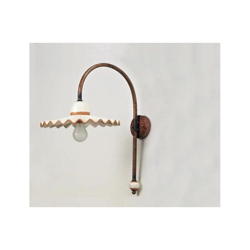 APPLIQUE RUSTICA IN OTTONE INVECCHIATO CON PIATTO PLISSE IN TERRACOTTA DELLA IMAS IMAS - Cristalensi Shop Online