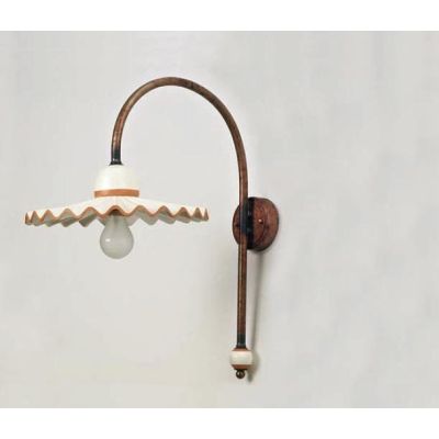 APPLIQUE RUSTICA IN OTTONE INVECCHIATO CON PIATTO PLISSE IN TERRACOTTA DELLA IMAS IMAS - Cristalensi Shop Online