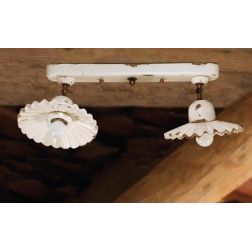 PLAFONIERA 2 LUCI IN TERRACOTTA DECORATA A MANO CON SNODI IN OTTONE INVECCHIATO DELLA IMAS IMAS - Cristalensi Shop Online 2