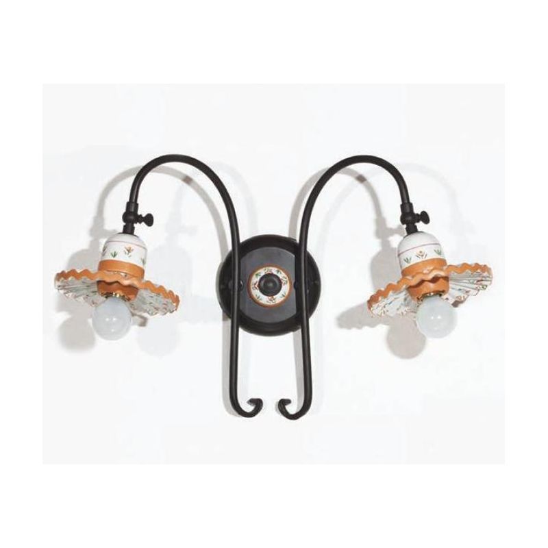 APPLIQUE A 2 LUCI IN TERRACOTTA DECORATA A MANO CON SNODI MADE IN ITALY DELLA IMAS IMAS - Cristalensi Shop Online
