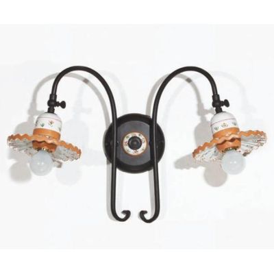 APPLIQUE A 2 LUCI IN TERRACOTTA DECORATA A MANO CON SNODI MADE IN ITALY DELLA IMAS IMAS - Cristalensi Shop Online