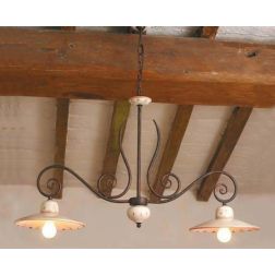 BILANCIERE A 2 LUCI RUSTICO IN TERRACOTTA E FERRO FORGIATO A MANO MADE IN ITALY IMAS - Cristalensi Shop Online 2