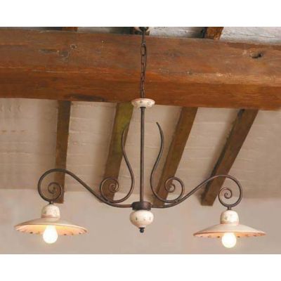 BILANCIERE A 2 LUCI RUSTICO IN TERRACOTTA E FERRO FORGIATO A MANO MADE IN ITALY IMAS - Cristalensi Shop Online