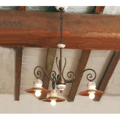 SOSPENSIONE A 3 LUCI IN STILE RUSTICO IN FERRO FORGIATO A MANO IN ITALIA DALLA IMAS IMAS - Cristalensi Shop Online