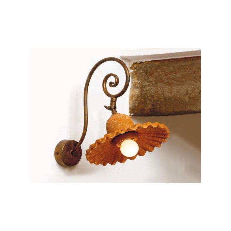 APPLIQUE RUSTICA IN TERRACOTTA E FERRO FORGIATO A MANO IN ITALIA CON SNODO DELLA IMAS IMAS - Cristalensi Shop Online