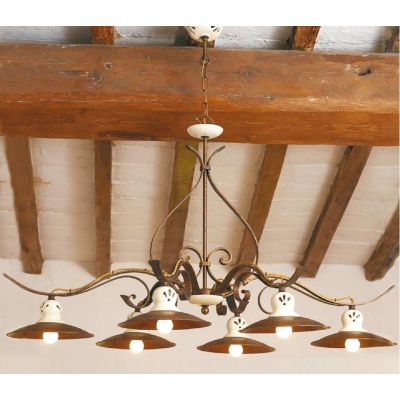 LAMPADARIO 6 LUCI IN STILE RUSTICO IN FERRO FORGIATO A MANO IN ITALIA DALLA IMAS IMAS - Cristalensi Shop Online