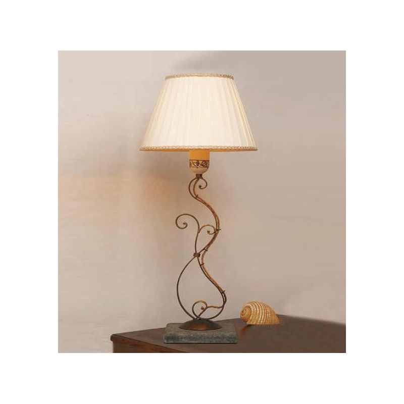 LAMPADA DA TAVOLO IN STILE RUSTICO IN FERRO FORGIATO A MANO CON PARALUME MADE IN ITALY DELLA IMAS IMAS - Cristalensi Shop Online