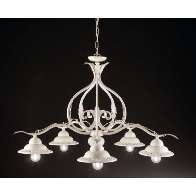 LAMPADARIO RUSTICO A 5 LUCI IN TERRACOTTA INTAGLIATA E FERRO FORGIATO A MANO IN ITALIA DALLA IMAS IMAS - Cristalensi Shop Online