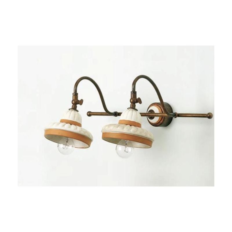 APPLIQUE 2 LUCI CON SNODI IN OTTONE E TERRACOTTA STILE RUSTICO DELLA IMAS IMAS - Cristalensi Shop Online