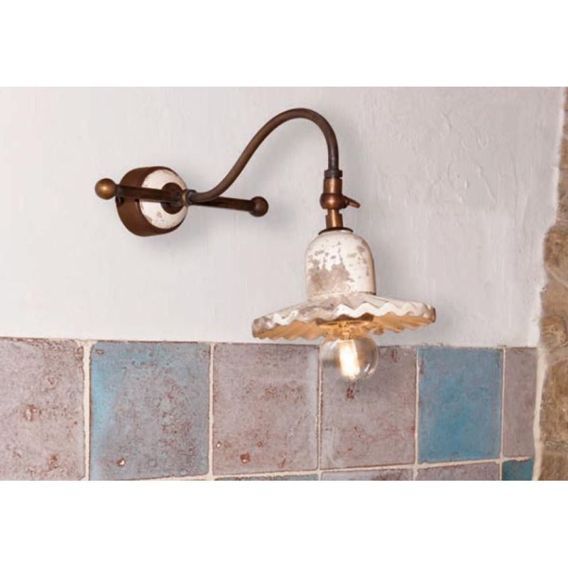 APPLIQUE STILE RUSTICO IN TERRACOTTA E OTTONE INVECCHIATO CON SNODO MADE IN ITALY IMAS - Cristalensi Shop Online