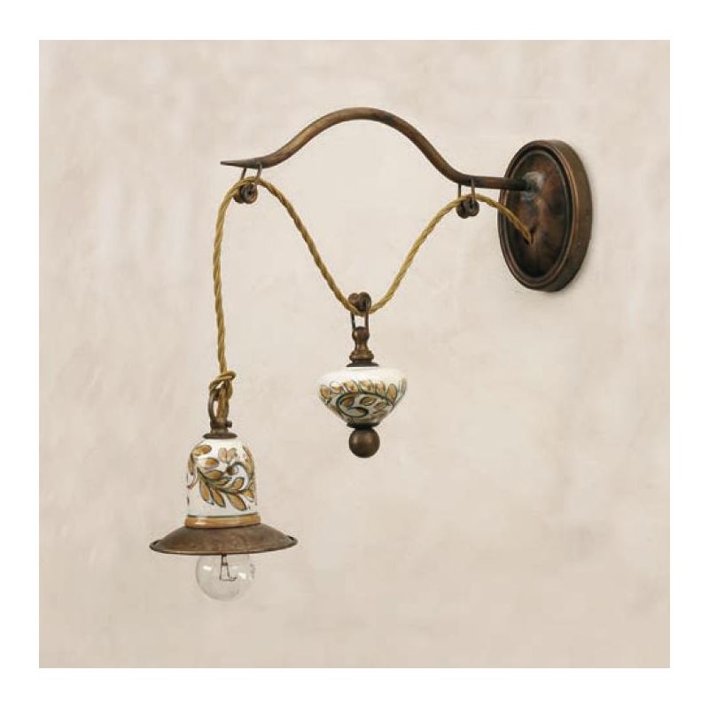 APPLIQUE CON CARRUCOLA IN OTTONE E TERRACOTTA STILE RUSTICO DELLA IMAS IMAS - Cristalensi Shop Online