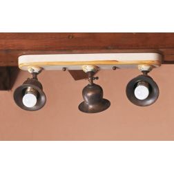 PLAFONIERA 3 LUCI IN OTTONE INVECCHIATO E TERRACOTTA CON SNODI MADE IN ITALY IMAS - Cristalensi Shop Online 2