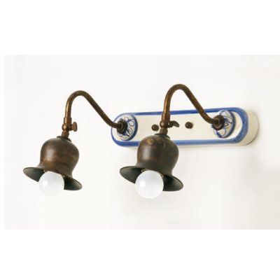 APPLIQUE 2 LUCI IN OTTONE INVECCHIATO CON SNODO CON BASE IN TERRACOTTA MADE IN ITALY IMAS - Cristalensi Shop Online