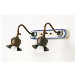 APPLIQUE 2 LUCI IN OTTONE INVECCHIATO CON SNODO CON BASE IN TERRACOTTA MADE IN ITALY IMAS - Cristalensi Shop Online 2