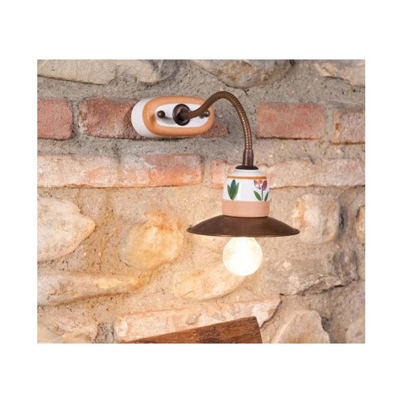 APPLIQUE IN OTTONE INVECCHIATO CON PARTICOLARI IN TERRACOTTA E BRACCIO FLESSIBILE DELLA IMAS IMAS - Cristalensi Shop Online