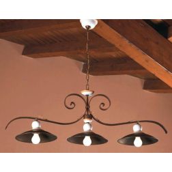 BILANCIERE A 3 LUCI IN FERRO BATTUTO E PIATTI IN OTTONE DELLA IMAS MADE IN ITALY IMAS - Cristalensi Shop Online 2