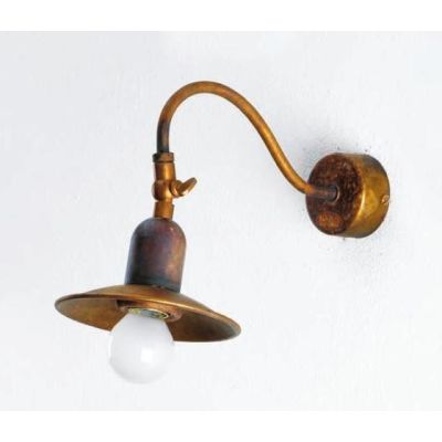 LAMPADA DA PARETE IN OTTONE INVECCHIATO PIATTO D14 CON SNODO MADE IN ITALY IMAS - Cristalensi Shop Online