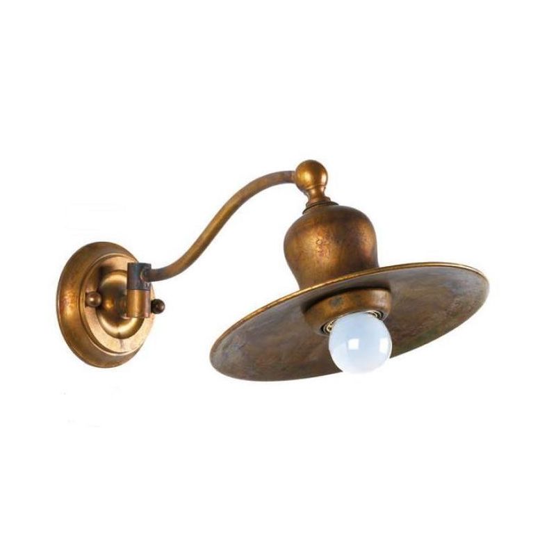 LAMPADA DA PARETE IN OTTONE INVECCHIATO PIATTO D20 PRODOTTO IN ITALIA DALLA IMAS IMAS - Cristalensi Shop Online
