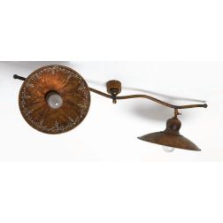 PLAFONIERA 2 LUCI CON PIATTI IN OTTONE DECORATI A MANO CON SNODI MADE IN ITALY DELLA IMAS IMAS - Cristalensi Shop Online 2