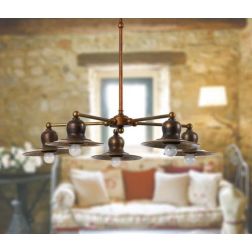 LAMPADARIO 5 LUCI IN OTTONE INVECCHIATO MADE IN ITALY DELLA IMAS IMAS - Cristalensi Shop Online 2