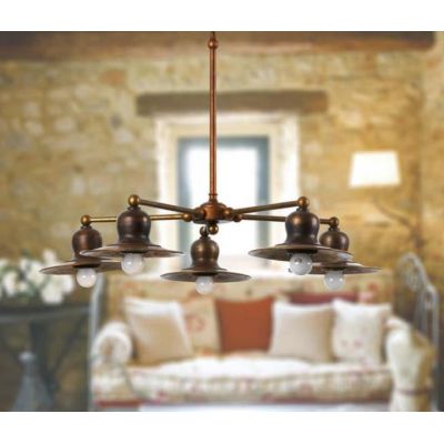 LAMPADARIO 5 LUCI IN OTTONE INVECCHIATO MADE IN ITALY DELLA IMAS IMAS - Cristalensi Shop Online