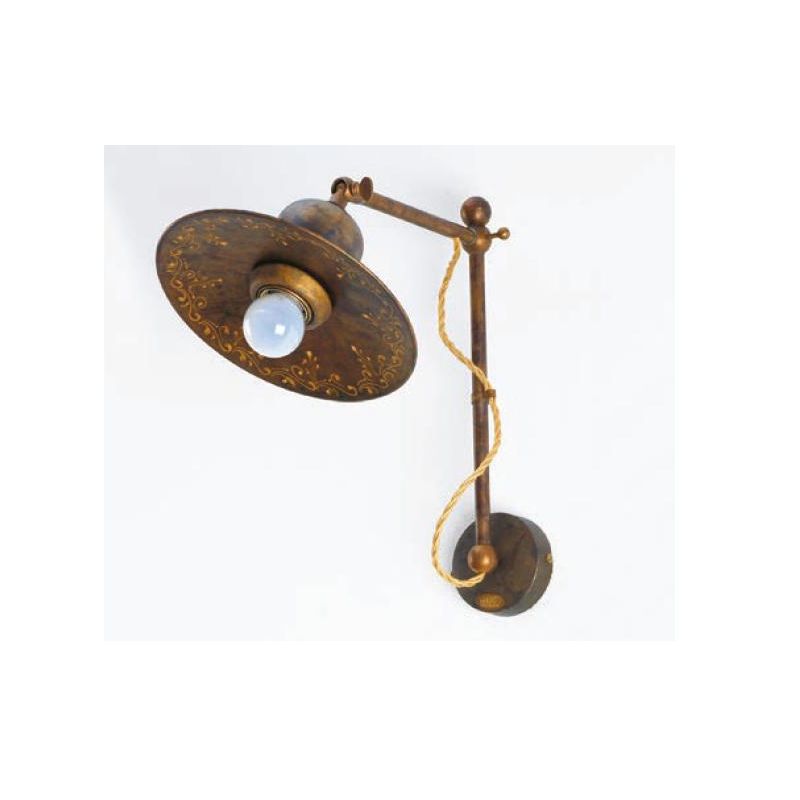 APPLIQUE IN OTTONE INVECCHIATO CON PIATTO DECORATO A MANO MADE IN ITALY DELLA IMAS IMAS - Cristalensi Shop Online