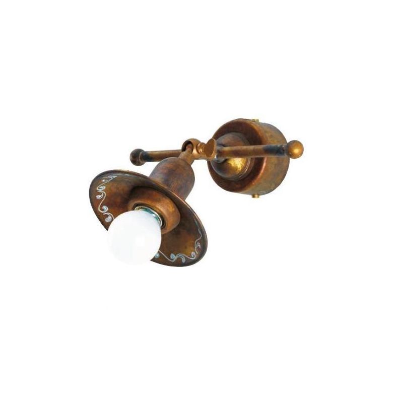 APPLIQUE RUSTICA CON PIATTO IN OTTONE DECORATO A MANO MADE IN ITALY DELLA IMAS IMAS - Cristalensi Shop Online