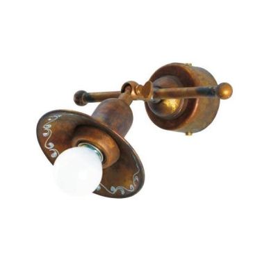 APPLIQUE RUSTICA CON PIATTO IN OTTONE DECORATO A MANO MADE IN ITALY DELLA IMAS IMAS - Cristalensi Shop Online
