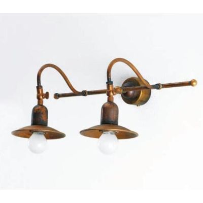 APPLIQUE RUSTICA 2 LUCI CON PIATTI IN OTTONE CON SNODI MADE IN ITALY DELLA IMAS IMAS - Cristalensi Shop Online
