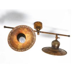 PLAFONIERA 2 LUCI IN OTTONE INVECCHIATO CON DECORI MADE IN ITALY DELLA IMAS IMAS - Cristalensi Shop Online