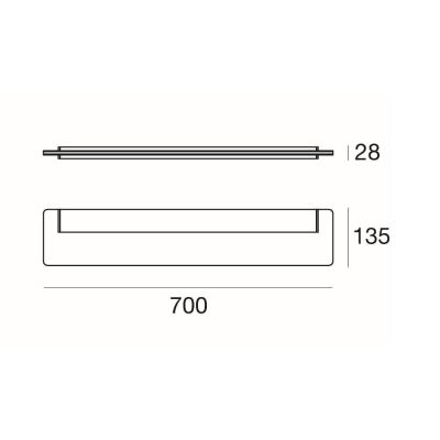 SKINNY APPLIQUE GRANDE 70 CM DI LINEA LIGHT BIANCO O ALLUMINIO 28W LUCE DIFFUSA IP44 MODERNO Linea Light - Cristalensi Shop Onli