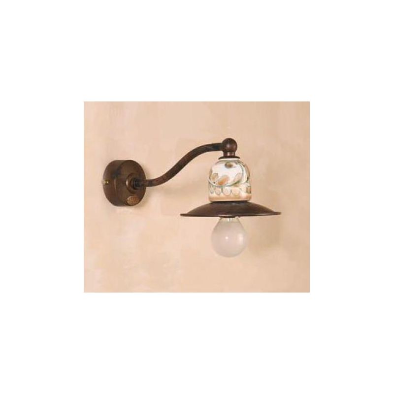 APPLIQUE STILE RUSTICO IN OTTONE E TERRACOTTA DECORATA MADE IN ITALY IMAS - Cristalensi Shop Online