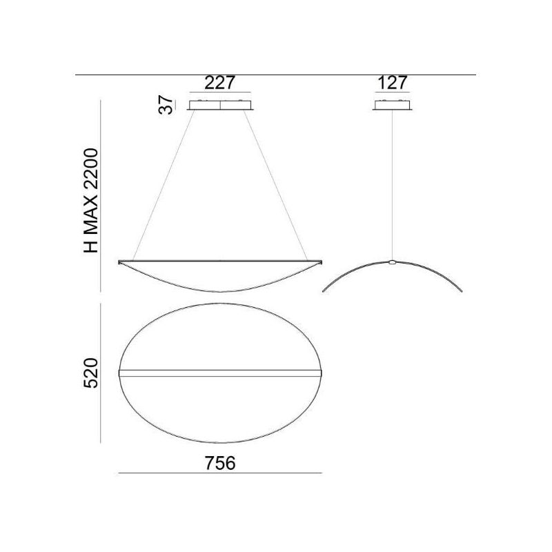 DIPHY GRANDE LAMPADARIO SOSPENSIONE LED 40W 3000K ULTRAMODERNO LINEA LIGHT STILNOVO MA&DE - Cristalensi Shop Online