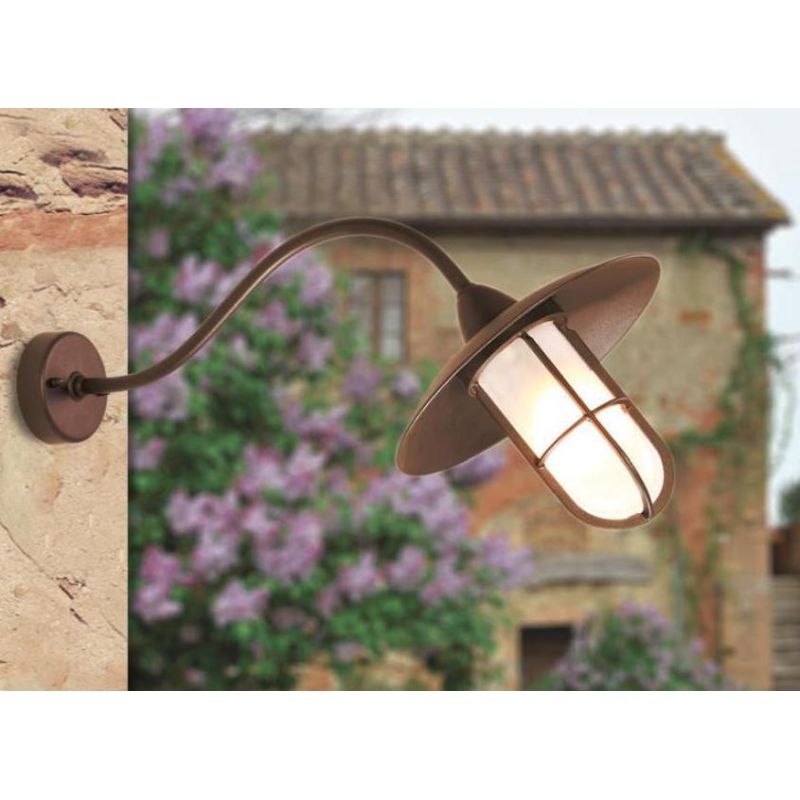 APPLIQUE CON GABBIA DA ESTERNI IP44 IN OTTONE INVECCHIATO MADE IN ITALY IMAS - Cristalensi Shop Online