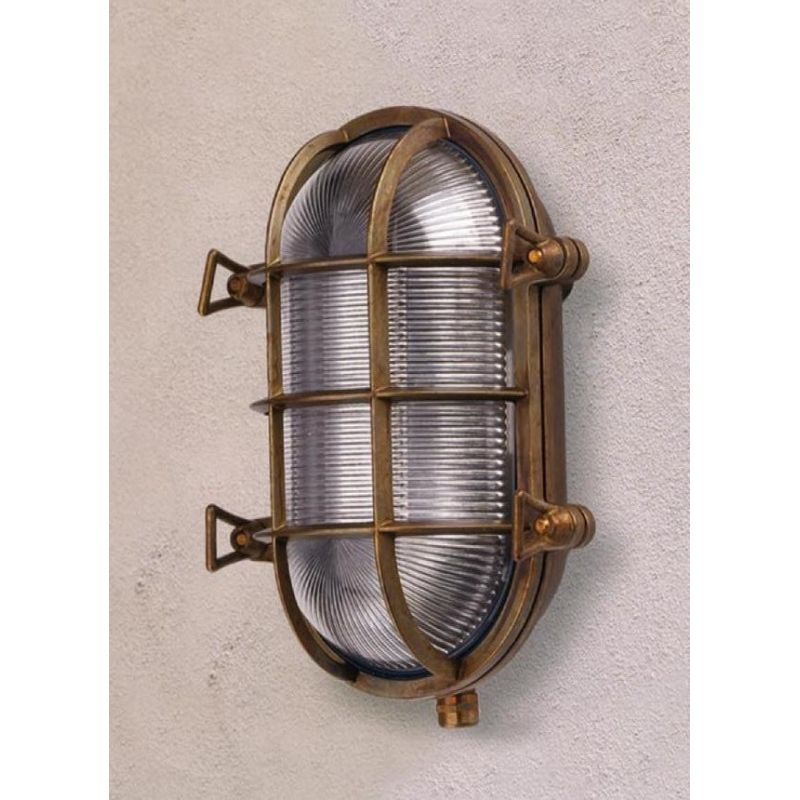 APPLIQUE OVALE PER ESTERNI IP44 IN OTTONE INVECCHIATO CON GABBIA MADE IN ITALY IMAS - Cristalensi Shop Online