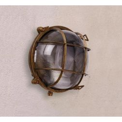 APPLIQUE TONDA PER ESTERNI IP44 IN OTTONE INVECCHIATO CON GABBIA MADE IN ITALY IMAS - Cristalensi Shop Online 2