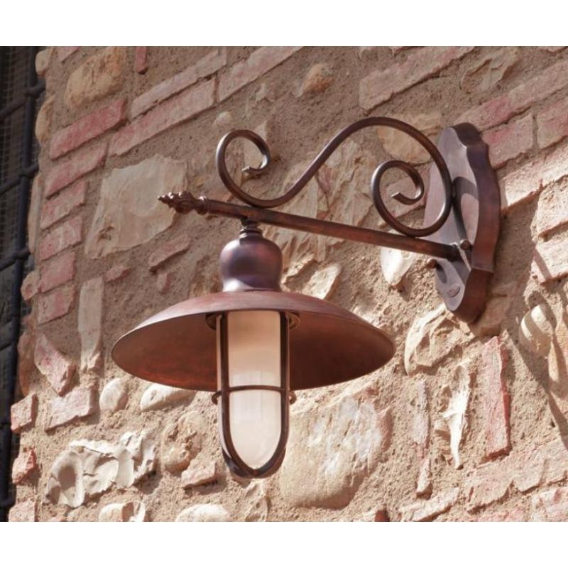 APPLIQUE STILE RUSTICO DA ESTERNI IP44 IN OTTONE INVECCHIATO MADE IN ITALY IMAS - Cristalensi Shop Online
