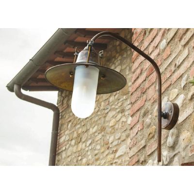 APPLIQUE DA ESTERNI IP44 IN OTTONE INVECCHIATO CON VETRO SATINATO MADE IN ITALY IMAS - Cristalensi Shop Online