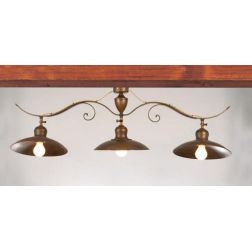 PLAFONIERA 3 LUCI IN FERRO BATTUTO CON PIATTI D30 MADE IN ITALY DELLA IMAS IMAS - Cristalensi Shop Online