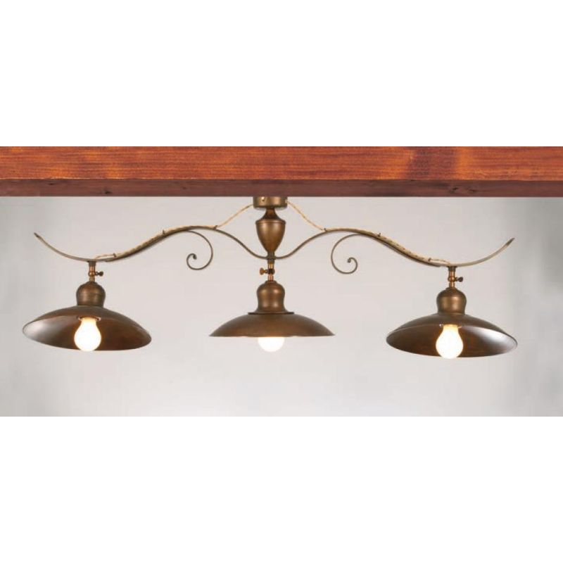 PLAFONIERA 3 LUCI IN FERRO BATTUTO CON PIATTI D30 MADE IN ITALY DELLA IMAS IMAS - Cristalensi Shop Online