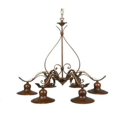 SOSPENSIONE 6 LUCI IN FERRO BATTUTO CON PIATTI D20 MADE IN ITALY DELLA IMAS IMAS - Cristalensi Shop Online