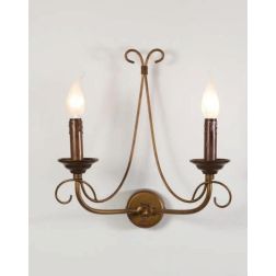 LAMPADA DA PARETE CLASSICA 2 LUCI IN FERRO BATTUTO E OTTONE MADE IN ITALY DELLA IMAS IMAS - Cristalensi Shop Online 2