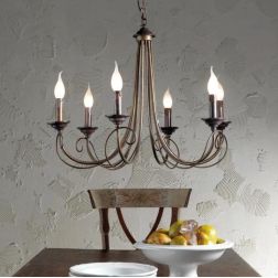 LAMPADARIO CLASSICO A 6 LUCI IN FERRO BATTUTO E OTTONE MADE IN ITALY DELLA IMAS IMAS - Cristalensi Shop Online 2