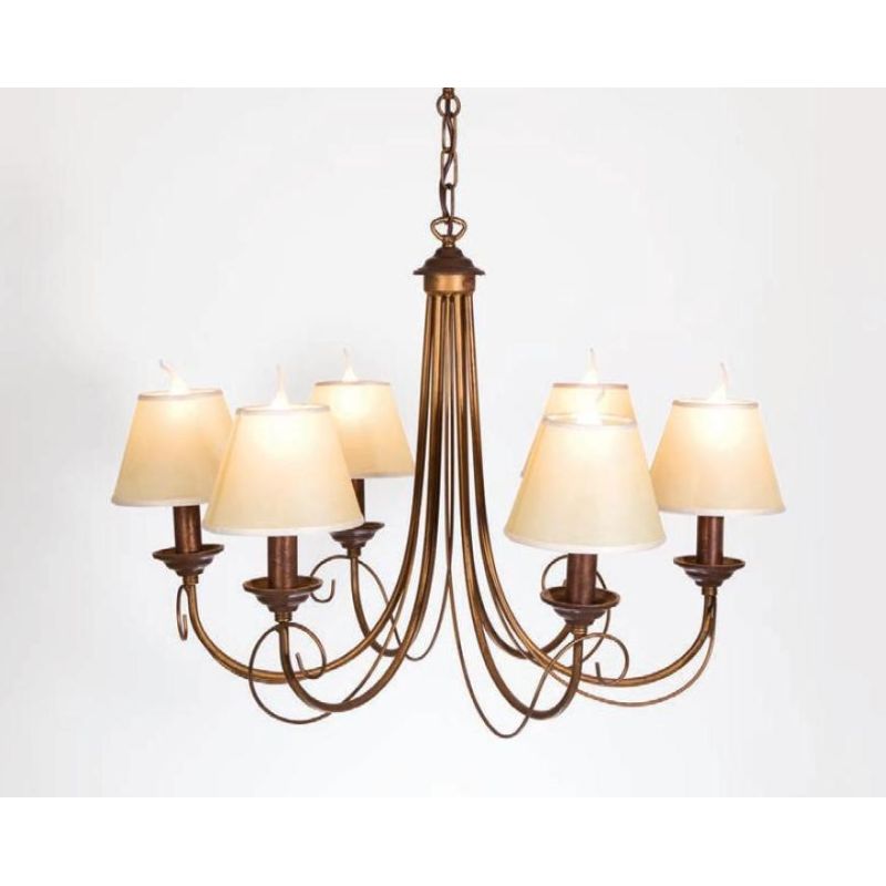 LAMPADARIO CLASSICO 6 LUCI CON PARALUMI IN FERRO BATTUTO MADE IN ITALY DELLA IMAS IMAS - Cristalensi Shop Online