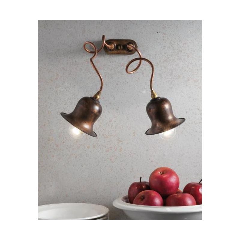 APPLIQUE 2 LUCI IN OTTONE INVECCHIATO E RAME PRODOTTO IN ITALIA DALLA IMAS IMAS - Cristalensi Shop Online
